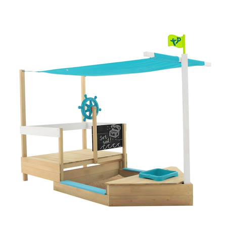 Bac à sable bateau pirate ahoy bois fsc® Marron - bleu 1 - vertbaudet enfant 