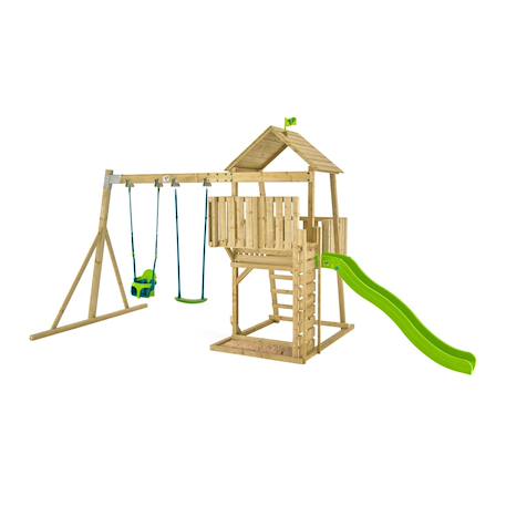 Aire de jeux portique fauteuil bébé kingswood bois fsc® Marron - bleu - vert 1 - vertbaudet enfant 