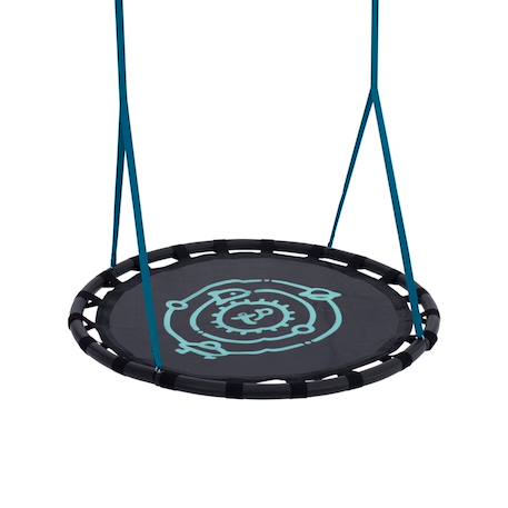 Portique balançoire nid et toboggan alysse bois h243cm Marron - bleu - vert 6 - vertbaudet enfant 