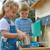 Maisonnette cabane enfant chalet + cuisine extérieure prairie bois fsc® Marron - bleu - noir 5 - vertbaudet enfant 