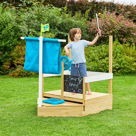 Bac à sable bateau pirate ahoy bois fsc® Marron - bleu 3 - vertbaudet enfant 