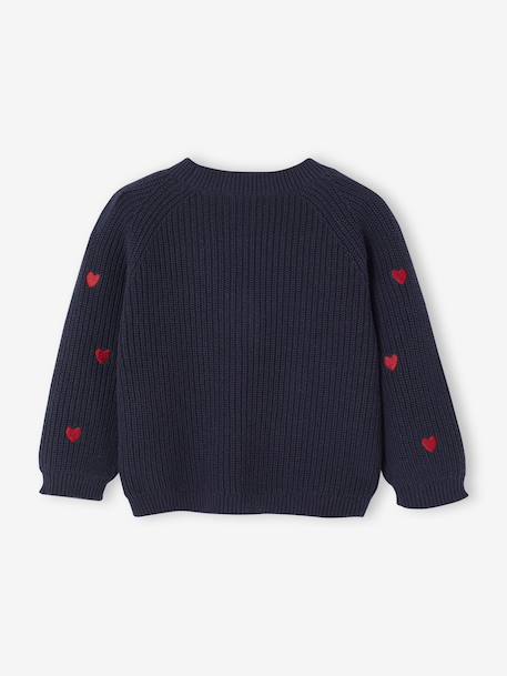 Gilet bébé brodé en côtes anglaises écru+marine+vert d'eau 8 - vertbaudet enfant 