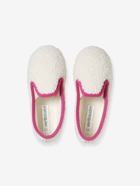 Chaussons élastiqués enfant fabriqués en France écru+rose imprimé 3 - vertbaudet enfant 