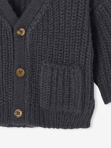 Gilet bébé col V en maille grosse jauge bleu grisé+gris ardoise 6 - vertbaudet enfant 