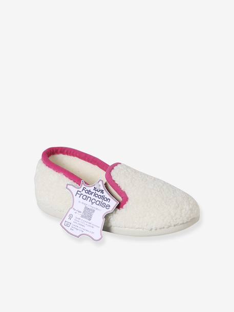 Chaussons élastiqués enfant fabriqués en France écru+rose imprimé 1 - vertbaudet enfant 