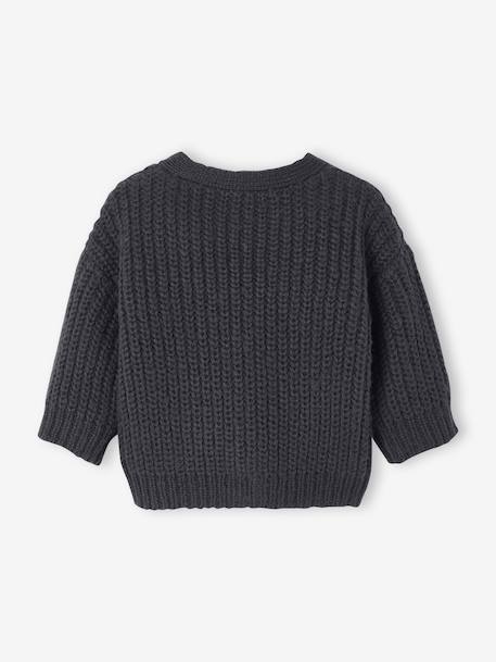 Gilet bébé col V en maille grosse jauge bleu grisé+gris ardoise 5 - vertbaudet enfant 