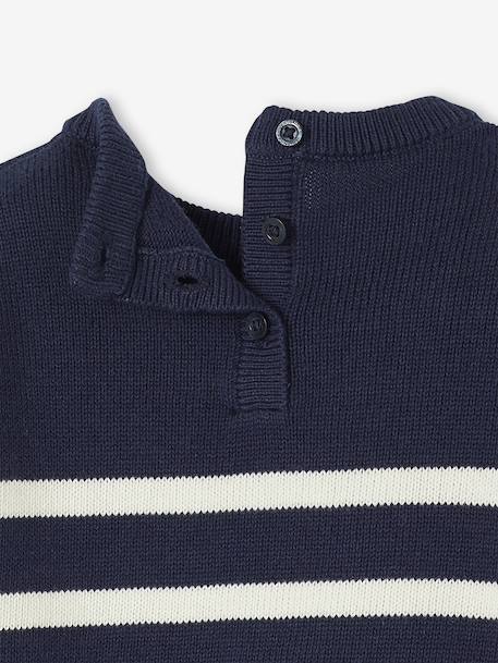 Pull bébé rayé en tricot caramel+marine+vert sauge 6 - vertbaudet enfant 