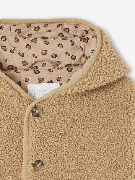 Manteau bébé en sherpa avec doublure imprimée 'léopard' beige+vieux rose 4 - vertbaudet enfant 