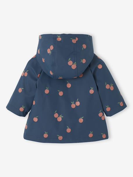 Ciré à capuche bébé fille imprimé fleurs et doublé bleu nuit+rose imprimé 2 - vertbaudet enfant 