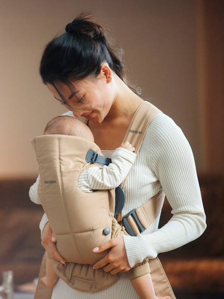 Porte-bébé Mini tissé BABYBJÖRN beige+noir 4 - vertbaudet enfant 