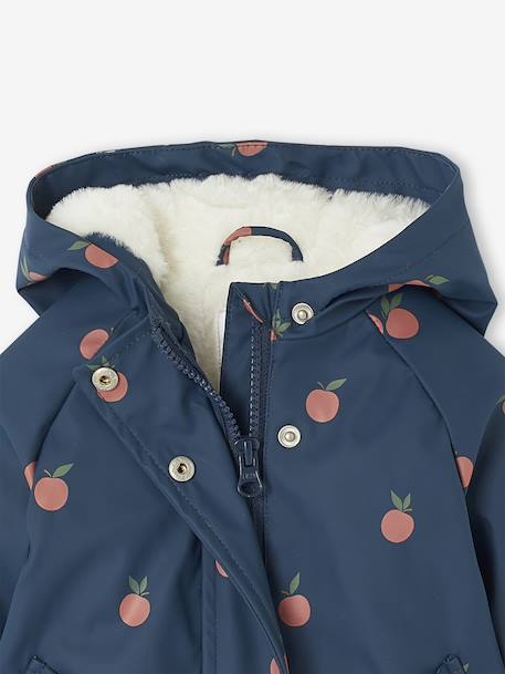 Ciré à capuche bébé fille imprimé fleurs et doublé bleu nuit+rose imprimé 3 - vertbaudet enfant 