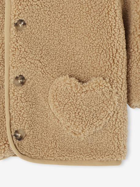 Manteau bébé en sherpa avec doublure imprimée 'léopard' beige+vieux rose 3 - vertbaudet enfant 