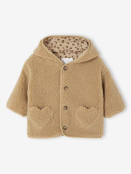 Manteau bébé en sherpa avec doublure imprimée "léopard"  - vertbaudet enfant