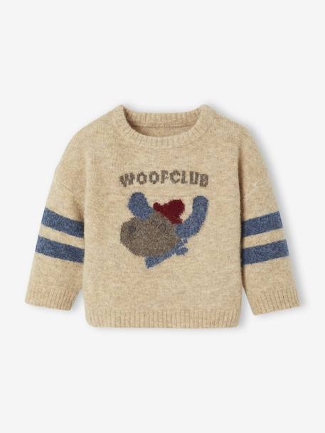 Pull bébé en tricot avec motif jacquard beige chiné 1 - vertbaudet enfant 