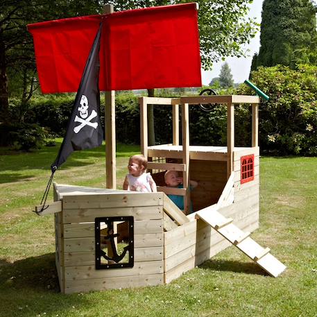 Cabane bateau pirate galleon bois fsc® Marron - noir - rouge 4 - vertbaudet enfant 