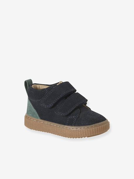 Bottines bébé garçon cuir à scratchs marine+taupe 1 - vertbaudet enfant 