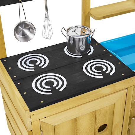 Cuisine d'extérieur pour enfant junior chef bois fsc® Marron - bleu - noir 3 - vertbaudet enfant 