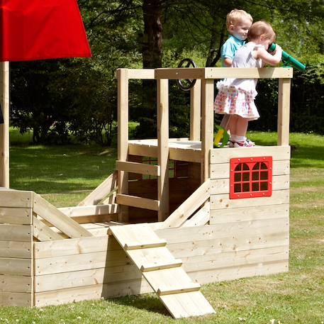 Cabane bateau pirate galleon bois fsc® Marron - noir - rouge 3 - vertbaudet enfant 