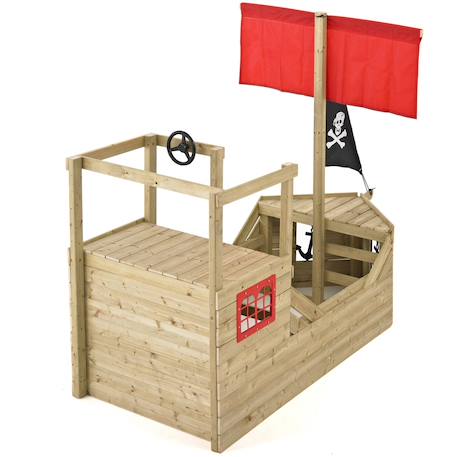 Cabane bateau pirate galleon bois fsc® Marron - noir - rouge 6 - vertbaudet enfant 