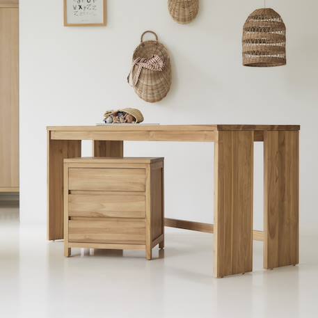 Bureau enfant en bois de teck 160 eden Naturel 1 - vertbaudet enfant 