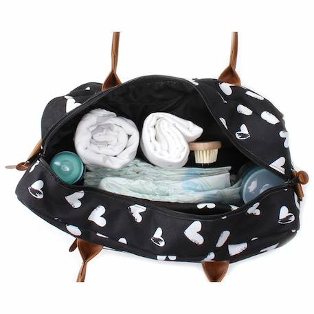 Sac à langer black & white et son matelas coeurs Noir, coeurs 4 - vertbaudet enfant 