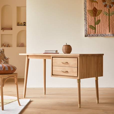 Bureau enfant en bois de teck kort Naturel 1 - vertbaudet enfant 