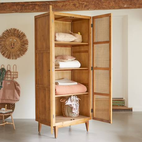 Armoire enfant en bois de pin et cannage 200 ninon Naturel 3 - vertbaudet enfant 