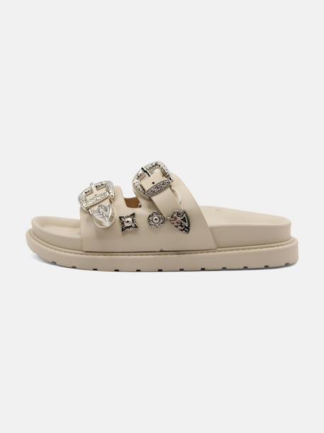 Sandale cloutées Beige+Noir 2 - vertbaudet enfant 