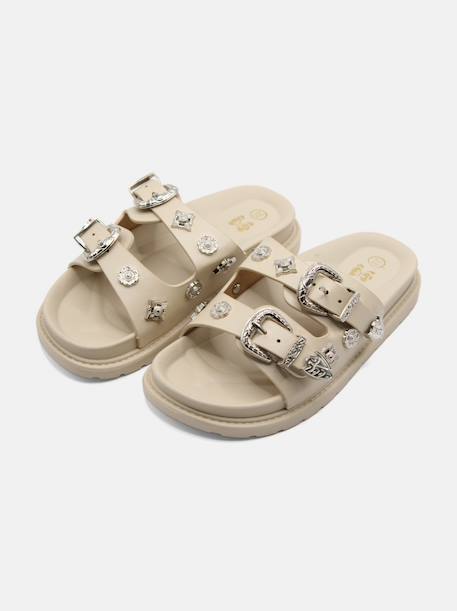 Sandale cloutées Beige+Noir 1 - vertbaudet enfant 
