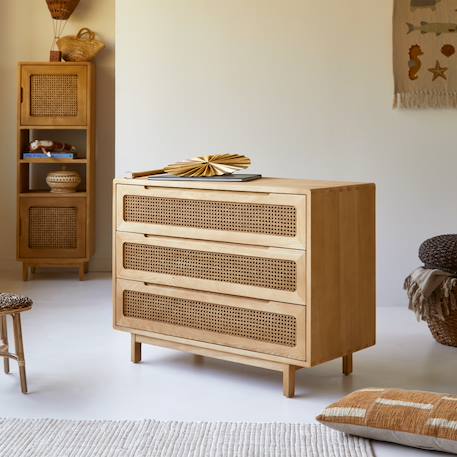 Commode enfant en bois d'orme massif et cannage luis Naturel 1 - vertbaudet enfant 