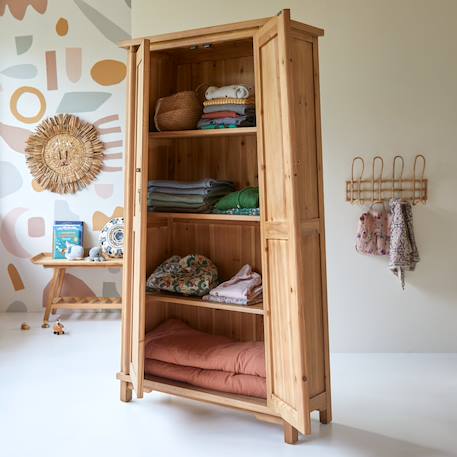 Armoire enfant yuki en bois de pin massif recyclé Naturel 1 - vertbaudet enfant 