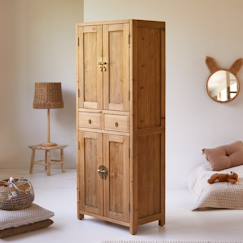 Chambre et rangement-Armoire enfant en bois de pin massif recyclé yuki naturel