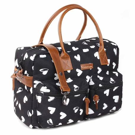 Sac à langer black & white et son matelas coeurs Noir, coeurs 1 - vertbaudet enfant 