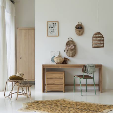 Bureau enfant en bois de teck 160 eden Naturel 2 - vertbaudet enfant 