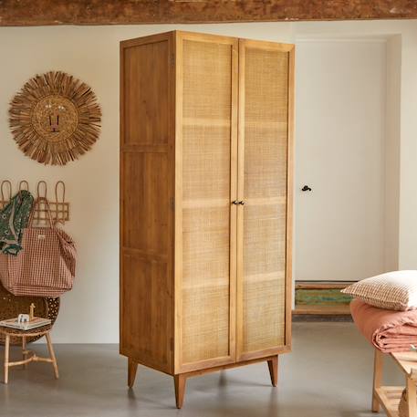 Armoire enfant en bois de pin et cannage 200 ninon Naturel 1 - vertbaudet enfant 