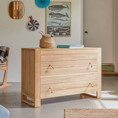 Commode enfant en bois de teck 2 tiroirs minimalys Naturel 1 - vertbaudet enfant 