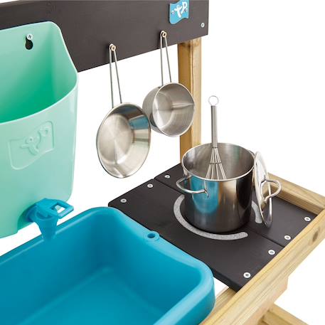 Cuisine d'extérieur pour enfant early fun bois fsc® Marron - bleu - noir 4 - vertbaudet enfant 