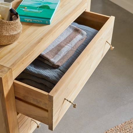 Commode enfant en bois de teck 2 tiroirs minimalys Naturel 3 - vertbaudet enfant 