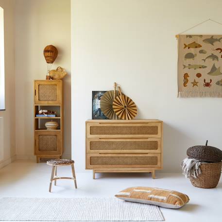 Commode enfant en bois d'orme massif et cannage luis Naturel 2 - vertbaudet enfant 