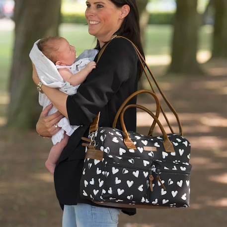 Sac à langer black & white et son matelas coeurs Noir, coeurs 2 - vertbaudet enfant 