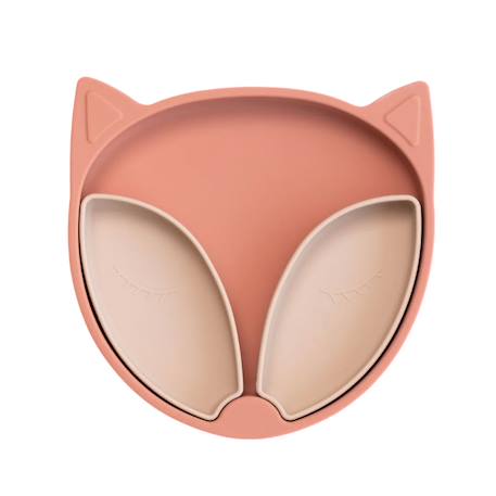 Assiette à compartiments ventousée en silicone renard Rose 1 - vertbaudet enfant 