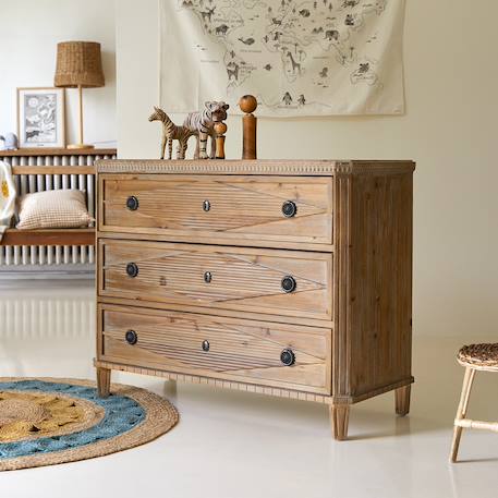 Commode enfant en bois de pin massif recyclé 3 tiroirs emily Naturel 1 - vertbaudet enfant 