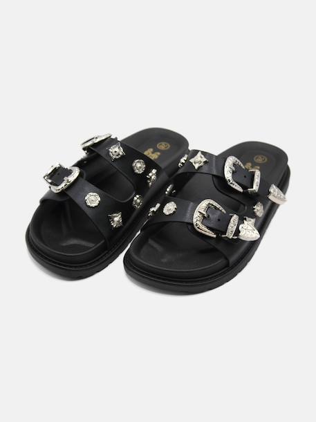 Sandale cloutées Beige+Noir 6 - vertbaudet enfant 