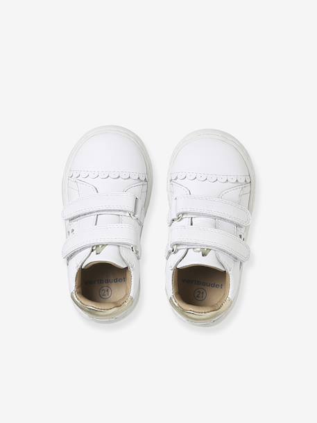 Baskets bébé fille cuir à scratchs blanc+or 5 - vertbaudet enfant 
