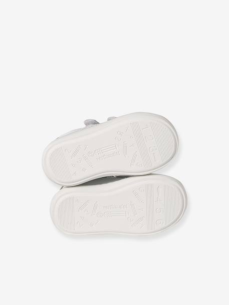 Baskets bébé fille cuir à scratchs blanc+or 6 - vertbaudet enfant 