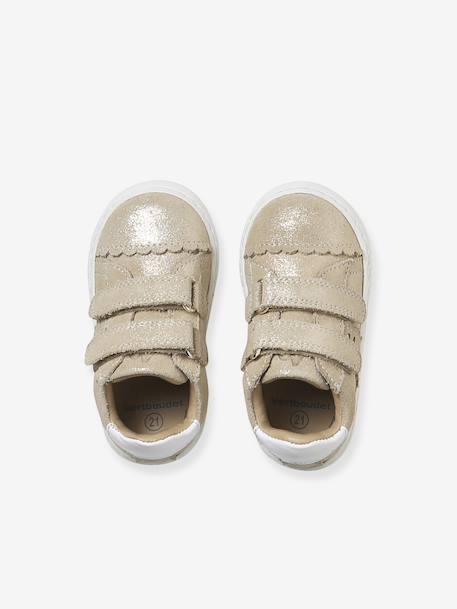 Baskets bébé fille cuir à scratchs blanc+or 13 - vertbaudet enfant 