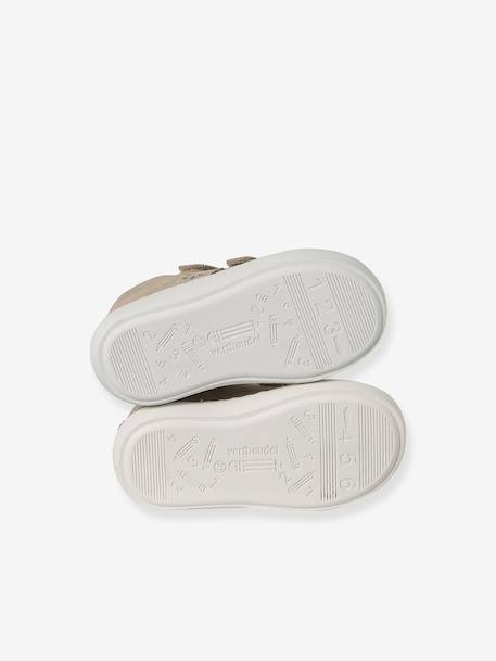 Baskets bébé fille cuir à scratchs blanc+or 14 - vertbaudet enfant 