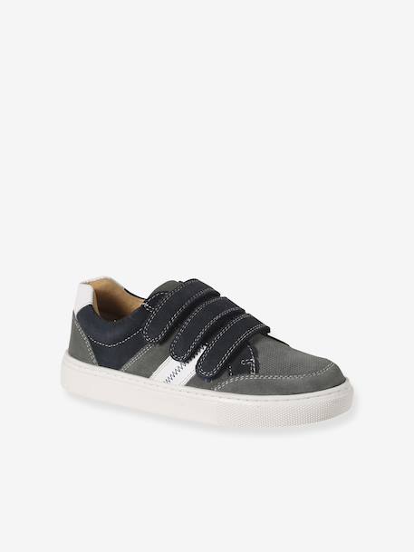 Baskets enfant garçon cuir à scratchs lot gris 2 - vertbaudet enfant 