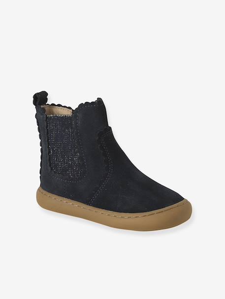 Boots bébé fille cuir zippées marine 1 - vertbaudet enfant 