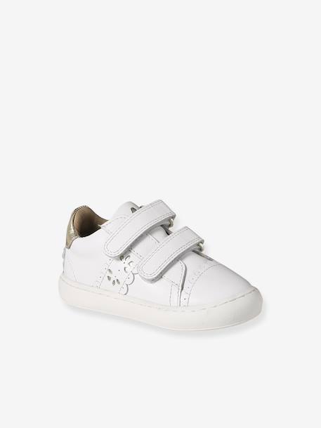Baskets bébé fille cuir à scratchs blanc+or 2 - vertbaudet enfant 